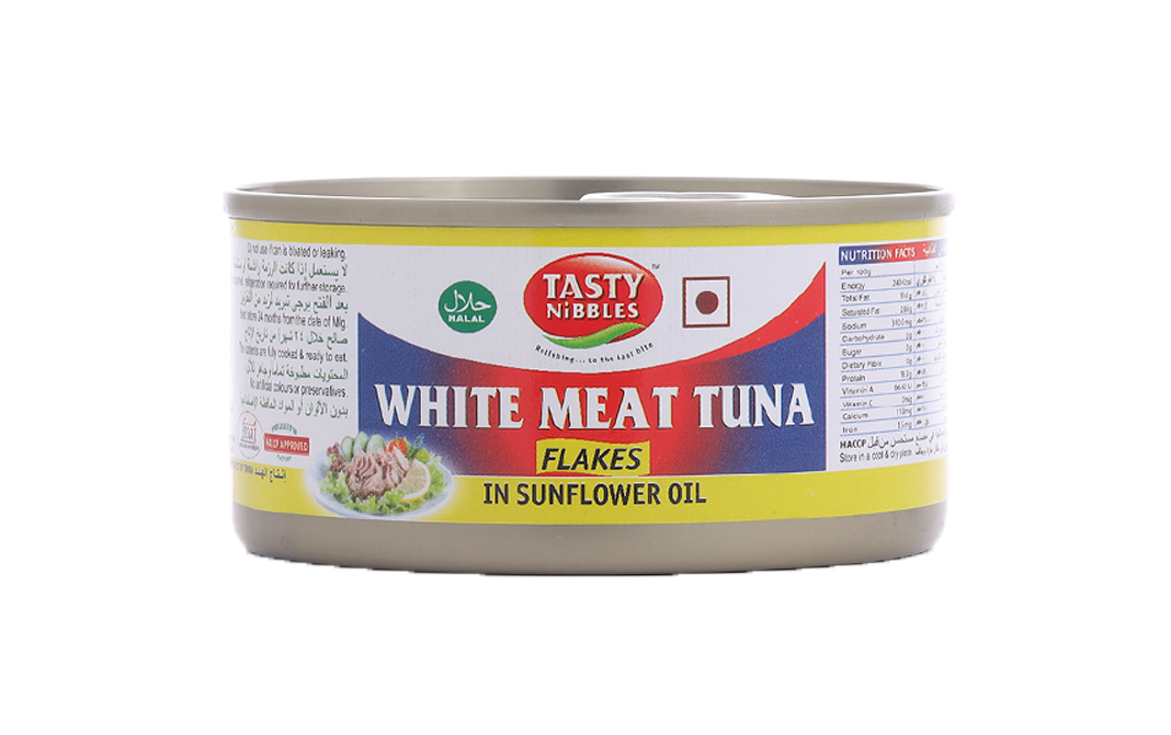 Tasty Nibbles White Meat Tuna Flakes In Sunflower Oil  Tin  185 grams